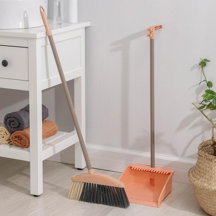 Щётка для пола: совок 24&times;25&times;81 см, щётка 24 см, цвет персиковый