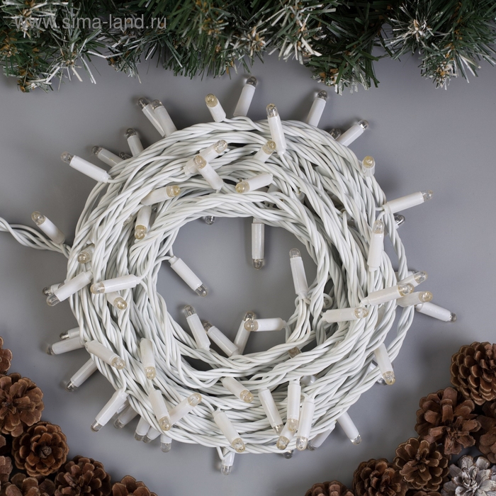 Гирлянда &laquo;Нить&raquo; 10 м, IP65, УМС, белая нить, 100 LED, свечение мульти, 220 В