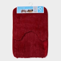 Набор ковриков для ванной и туалета Доляна &laquo;Пушистик&raquo;, 2 шт, 38&times;40 см, 40&times;60 см, цвет бордовый