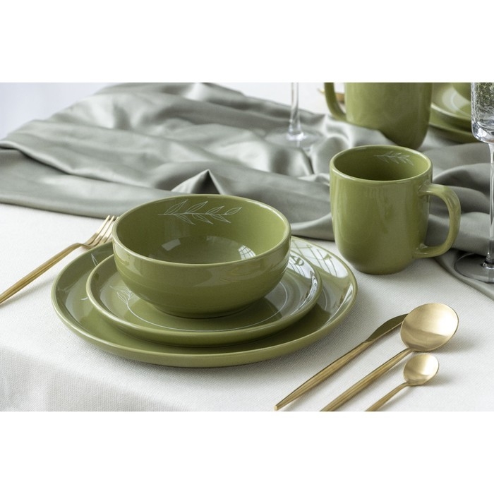 Тарелка керамическая &laquo;Олива&raquo;, 19.6 см, цвет зелёный