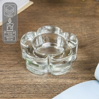 Подсвечник стекло на 1 свечу "Цветок" прозрачный 2,5х6,5х6,5 см