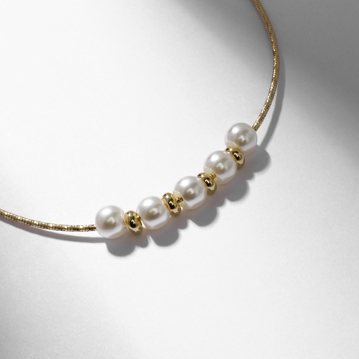 Колье Колье "Жемчуг" окружение, цвет белый в золоте, 40 см