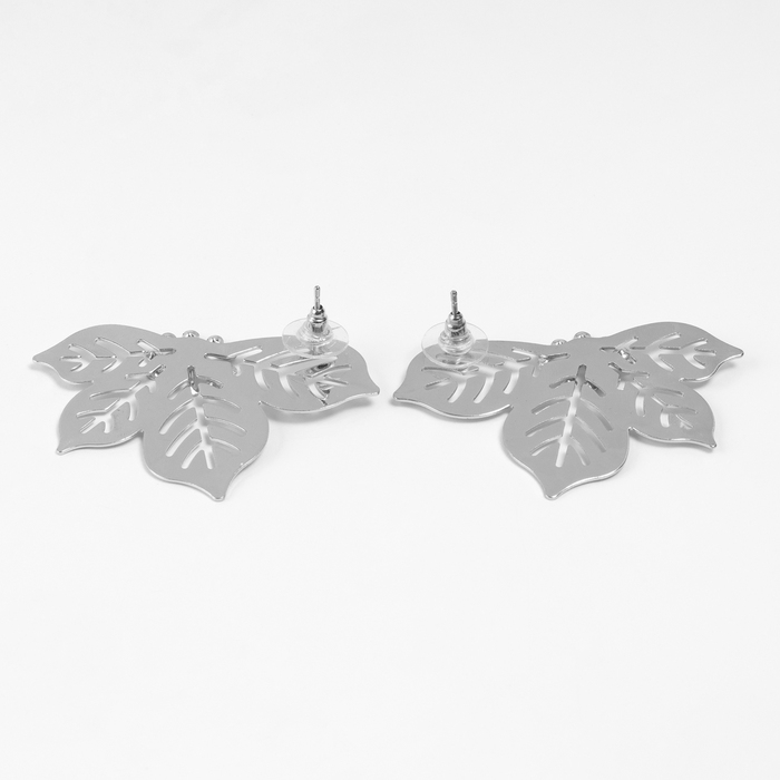 Серьги металл &laquo;Стиль&raquo; лист, клён, цвет серебро