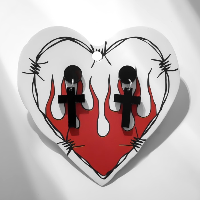 Серьги акрил &laquo;Крестики&raquo; прямые, цвет чёрный в серебре