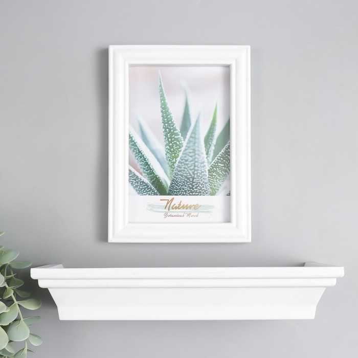 Фоторамка пластик 10х15 см с полкой "Оливия" белая 26х15 см