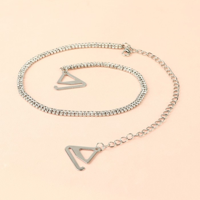 Бретели декоративные со стразами, фурнитура металл, 4 мм, 45 см, пара, цвет серебряный