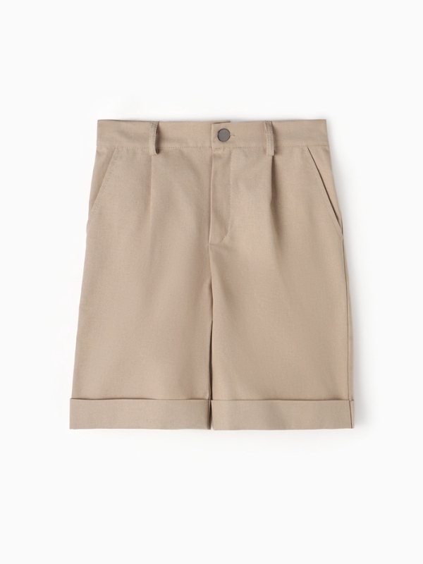 Шорты для мальчика, MINAKU: Eco style, тёмно-бежевые, рост 134 см