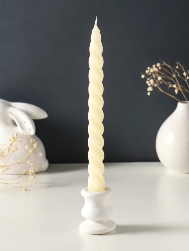 Набор свечей витых, 2,3х 24,5 см, 5 ч, 50 г, 4 штуки, слоновая кость