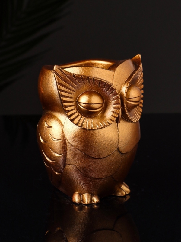 Кашпо "Сова" 10х7 см, цвет бронза