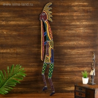 Панно "Абориген с флейтой" МИКС дерево 100х15х1 см