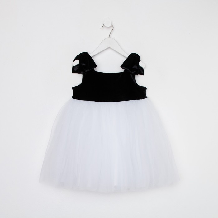 Платье нарядное детское KAFTAN, размер 28 (86-92 см), черный/белый