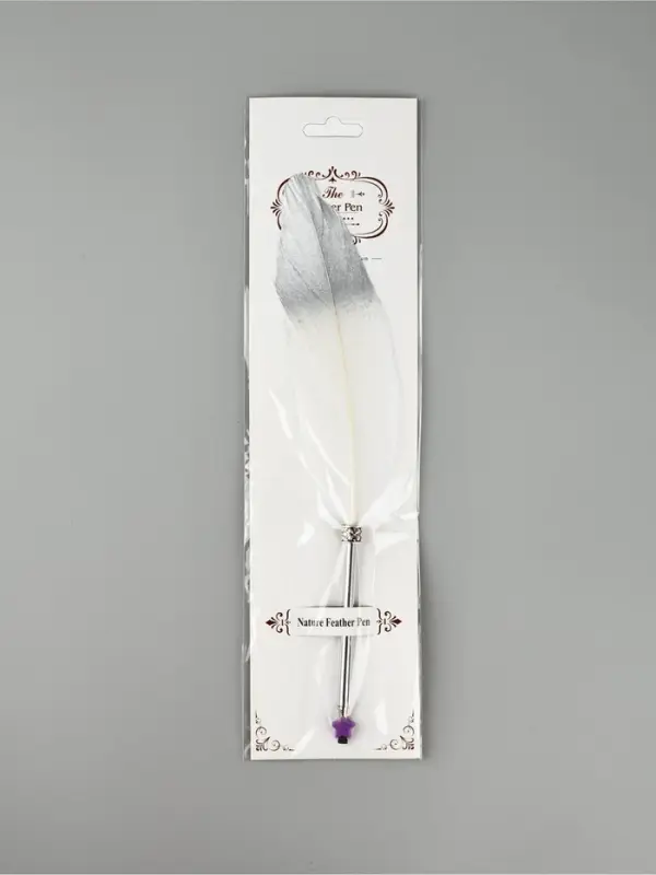 Перо белое с серебром (наконечник ручка), дл.25 см