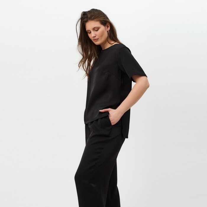 Костюм женский (футболка, брюки) MINAKU: Enjoy цвет чёрный, размер 48 Костюм женский (футболка, брюки) MINAKU: Enjoy цвет чёрный, размер 48