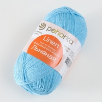 Пряжа для вязания спицами, крючком &laquo;Пехорский текстиль. Льняная&raquo;, 55% лён, 45% хлопок, 330 м/100 г, (05 голубой)