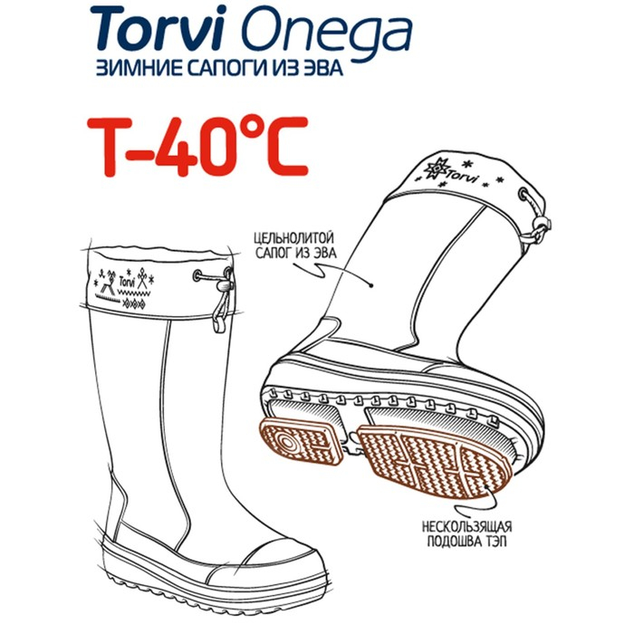 Женские зимние сапоги Torvi Онега ЭВА+ТЭП, 4-слойный вкладыш -40С, цвет синий, размер 39
