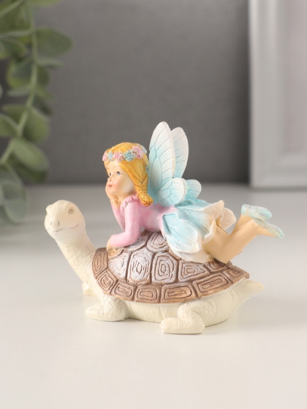 Сувенир полистоун Сувенир полистоун "Девочка-фея верхом на черепахе" 9,5х5х7 см