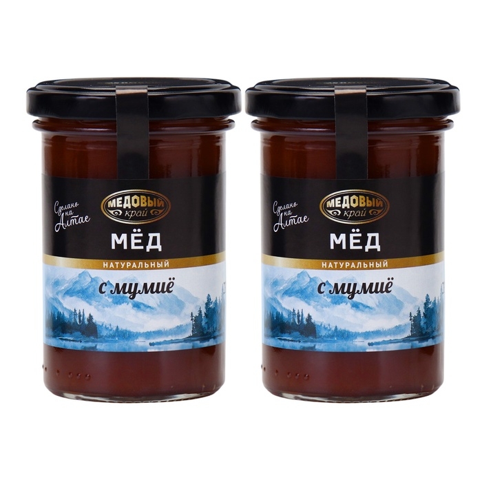 Мёд алтайский с мумие, 2 банки по 300 г