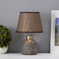 Настольная лампа с абажуром RISALUX &laquo;Овация&raquo;, 1&times;Е14, 40 Вт, кофейный/золото, 22&times;22&times;31 см