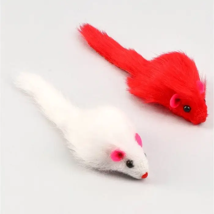 Мышь меховая однотонная 6,5 см, фасовка 40 шт, микс цветов