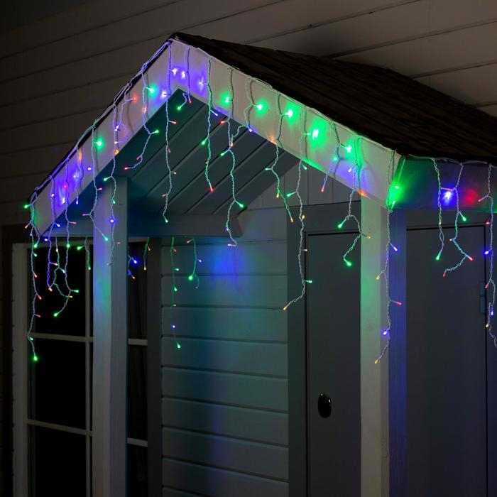 Гирлянда &laquo;Бахрома&raquo; 4 &times; 0.6 м, IP44, белая нить, 180 LED, свечение мульти, 8 режимов, 220 В