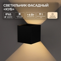 Светильник фасадный &laquo;Куб&raquo;, FSD-004, 6 Вт, 3000К, IP65, 220 В, металл, черный