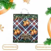 Пакет &laquo;Новогодний звон&raquo;, полиэтиленовый с петлевой ручкой, 42&times;38 см