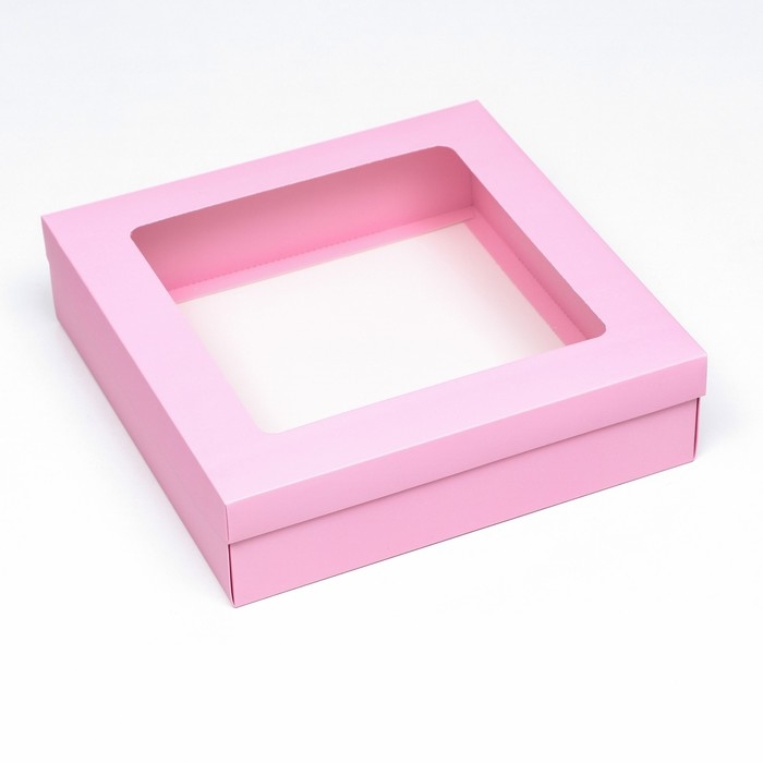 Коробка подарочная складная, упаковка, крышка-дно, розовая, с окном 30 х 30 х 8 см Коробка подарочная складная, упаковка, крышка-дно, розовая, с окном 30 х 30 х 8 см