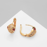 Серьги со стразами «Змея» укус, цвет белый в золоте Серьги со стразами «Змея» укус, цвет белый в золоте