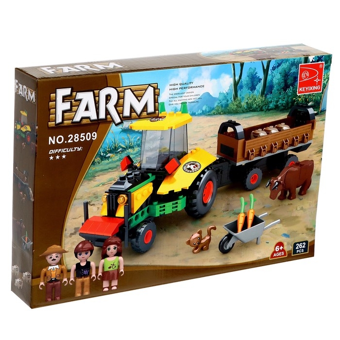 Конструктор Ферма «Трактор с телегой», 262 детали Конструктор Ферма «Трактор с телегой», 262 детали