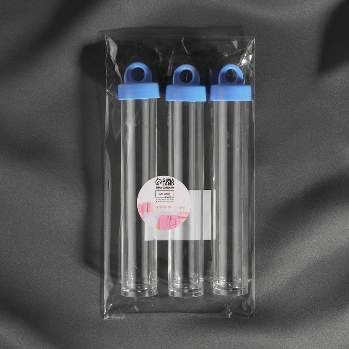 Баночки для хранения мелочей, d = 2,1 &times; 13,5 см, 3 шт, цвет голубой