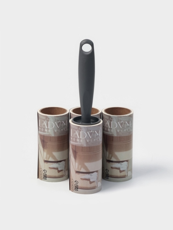 Ролик для одежды со сменными блоками LaDо́m, 4 шт по 50 листов, эргономичная ручка, винтовая намотка