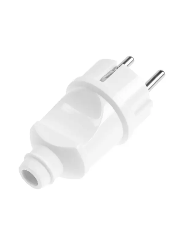 Вилка прямая TANGO, 16 А, 250 В, IP 20, с заземлением, белая, индивидуальная упаковка