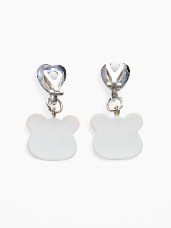 Серьги-клипсы детские "Выбражулька" панда с сердцем кристалл, цветные