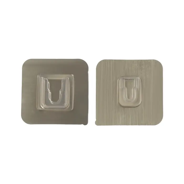 Комплект настенных держателей ТУНДРА с клейкой поверхностью, 60&times;60&times;10 мм, цвет никель