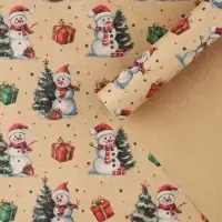 Бумага упаковочная крафтовая &laquo;Снеговички&raquo;, 50&times;70 см