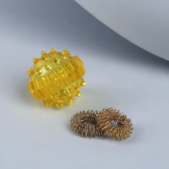 Массажёр «Су-джок», d = 3,5 см, с 2 кольцами, цвет жёлтый Массажёр «Су-джок», d = 3,5 см, с 2 кольцами, цвет жёлтый