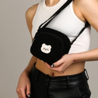 Сумка плюшевая &laquo;Мишка&raquo;, чёрная