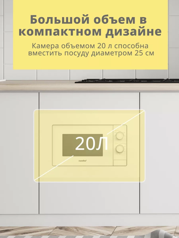 Встраиваемая микроволновая печь CBM2000W, 20 л, 5 мощностей