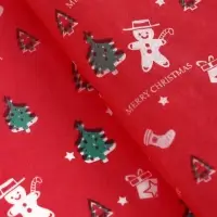 Бумага упаковочная тишью "Пряничный человечек", красная, 50 х 66 см