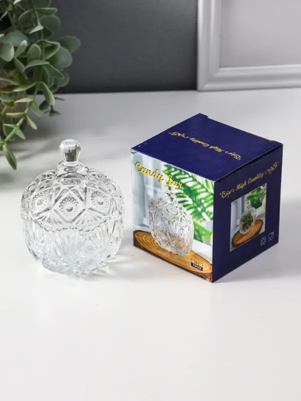 Шкатулка стекло "Цветочная" прозрачная 6,8х6,8х9 см