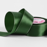 Лента атласная «Серебряные нити», 40 мм × 23 ± 1 м, цвет зелёный №49 Лента атласная «Серебряные нити», 40 мм × 23 ± 1 м, цвет зелёный №49