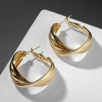 Серьги-кольца &laquo;Течение&raquo; поворот, цвет золото, d=3