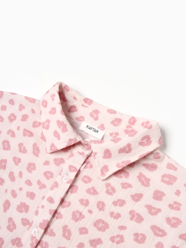 Комплект женский (рубашка, брюки) KAFTAN "Муслин: pink leopard" р. 52-54