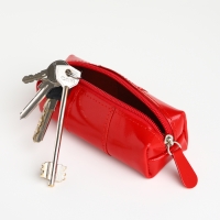 Ключница карманная на молнии, TEXTURA, длина 12,5 см, кольцо, цвет красный Ключница карманная на молнии, TEXTURA, длина 12,5 см, кольцо, цвет красный