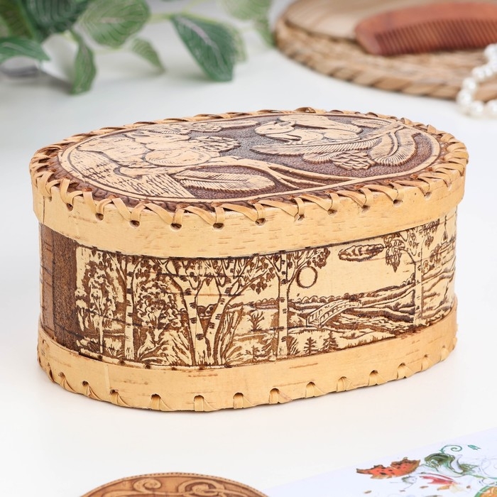 Шкатулка для украшений &laquo;Белки&raquo;, береста