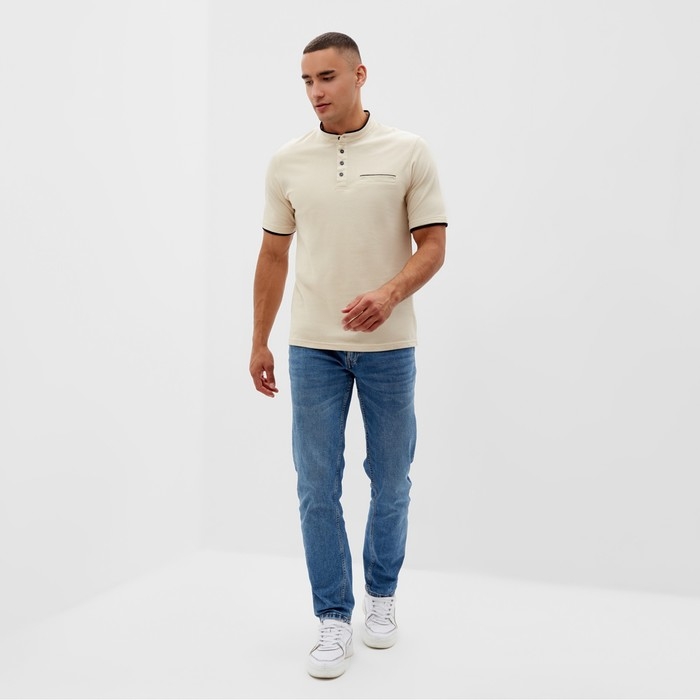 Футболка (поло) мужская MINAKU REGULAR FIT: цвет бежевый, р-р 42