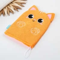 Мочалка детская для купания &laquo;Котик&raquo;, варежка, из махры