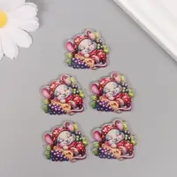 Декор для творчества акрил "Мышонок в пижамке сладко спит на сыре" 3х3х0,2 см