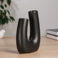 Керамическая ваза декоративная настольная &laquo;Уэйн&raquo;, для цветов, сухоцветов, d-4 см, 17.5&times;13 см, чёрный