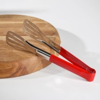 Щипцы кухонные Доляна &laquo;Яркость&raquo;, 201 сталь, 24&times;4,5 см, цвет красный